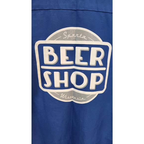 Red Kap Beer Shop Sparta Wisconsin Bright Blue Short Sleeve Mechanics Shirt XL - Picture 4 of 6